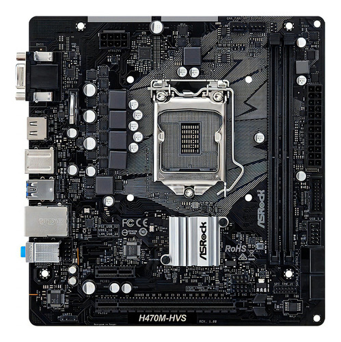 Tarjeta Madre Asrock H470m-hvs Intel 1200 Ddr4 Micro Atx Color Negro