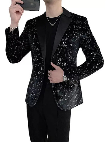 Nuevo Blazer For Hombre Saco De Terciopelo Con Brillo [u]
