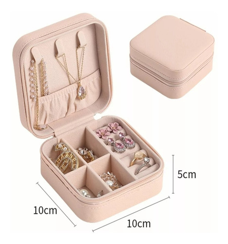 Caja Joyero Alhajero Organizador Anillos Bijouterie Color Rosa