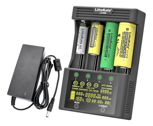 Cargador Tester Liitokala Lii-600 Batería 18650 Li-ion Aa