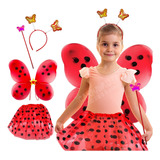 Alas Tutu Conjunto Rojo Mariposa Catarina Varita Hada Diadem