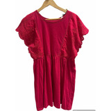 Vestido Con Broderie Fucsia