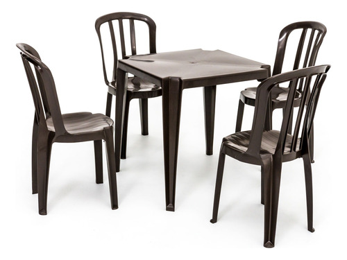 Conjunto De Mesas E Cadeiras De Plástico 182kg - Marrom