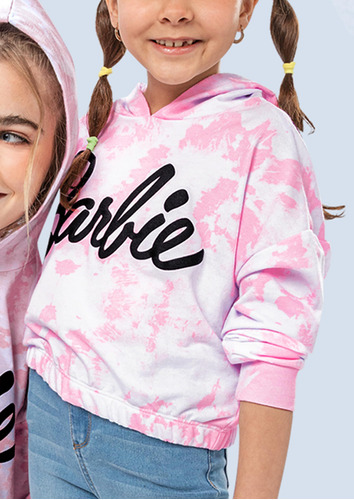 Sudadera Crop Barbie Para Niña Rosa