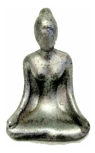 Estátua Mulher Posição De Yoga Prata  Decoração 