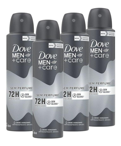 Kit 4 Desodorantes Dove Men+care Aerossol Sem Perfume 150ml