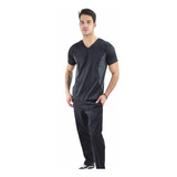 Conjunto Uniforme Quirúrgico Hombre Negro Con Lateral Gris