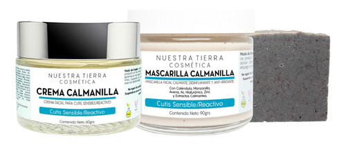 Kit Piel Sensible, Rosácea, Calmante. Jabón/crema/mascarilla