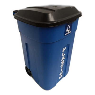 Basurero Ecológico Personalizado Para Reciclaje 135 Lts Color Azul-plastico