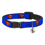 Collar Gato Superman Azul, Multicolor, 1/2puLG - Cuello