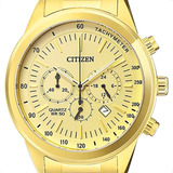 Relógio Citizen Masculino Cronógrafo Tz30973g Original Cor Da Correia Dourado Cor Do Bisel Dourado Cor Do Fundo Dourado