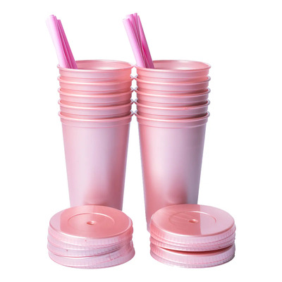 Vasos Personalizables Con Tapa Y Popote 16oz Papira 10 Pzas Color Rosê Gold | MercadoLibre