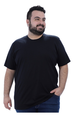Camiseta Masculina Algodão Lisa Sem Estampa Plus Size Preta