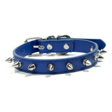 Collar Para Perros Y Gatos Medianos Con Picos De Metal Color Azul Tamaño Del Collar S