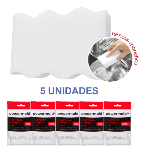 Kit 5 Esponjas Mágica Melamina Tira Manchas Vidros Espelhos