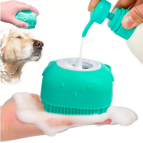 Cepillo Perro Dispensador Shampo Baño Masajeador Mascotas