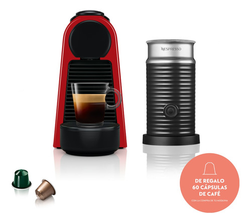 Cafetera Nespresso Essenza Mini D + Espumador Aeroccino Red