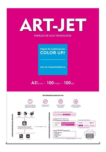 Papel Para Sublimar Específico A3+ Plus Art-jet® 100 Hojas Color Blanco