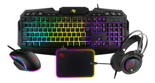 Combo Gamer Sentey Gs-5850 Auricular Teclado Mouse Pad Rgb Color Del Teclado Negro