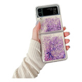 Funda Para Samsung Galaxy Z Flip3 Glitter Brillo Agua Transp