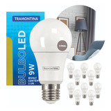 Kit 10 Lâmpadas Led Bulbo 9w Bivolt Soquete E27 Tramontina Cor Da Luz Branca