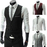 . Trajes Camisa Tipo Saco Chaleco Slimfit Cadena Elegante,