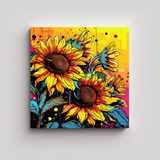 Cuadro Graffiti De Girasoles A Color Brillante 40x40cm