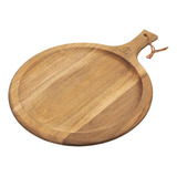 Tabla Redonda De Madera De Acacia Hecha A Mano Con Asa, Plat