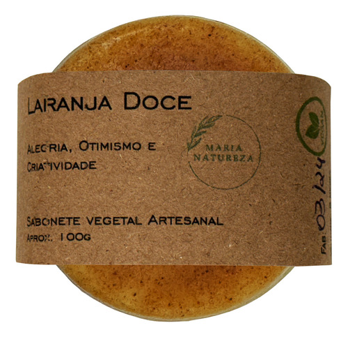 Sabonete Vegetal Em Barra Laranja Doce 100gr Maria Natureza