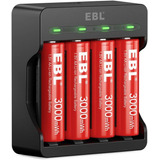 Ebl - Lote De 4 Pilas Aa De Litio Recargables De 1 5 V Con C