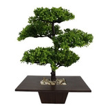 Planta Bonsai Artificial Vaso Mdf Realista Decoração De Mesa