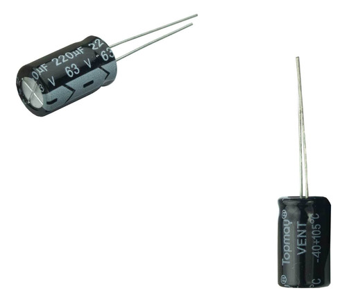 50x Capacitor Eletrolítico 220uf X 63v 105º Kit C/ 50 Peças