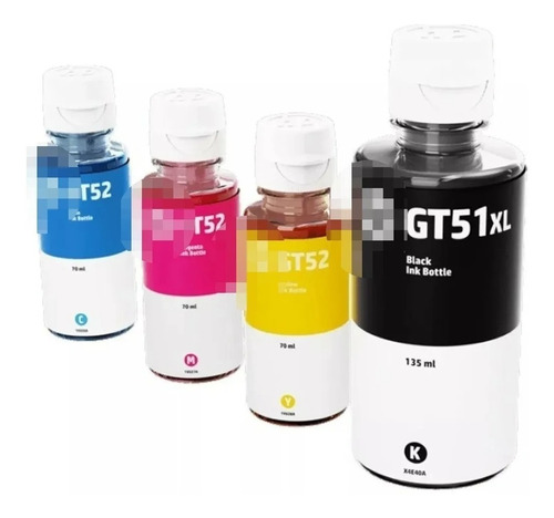 Tinta Hp Gt51xl Negro + Gt52 C/y/m Originales Combo X4