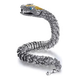 Qe Pulsera De Serpiente Real Hecha A Mano De Plata 925 Con