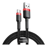 Cable Usb / Usb C 1 Metro Baseus Carga Rapida 3 Amper Color Red/black