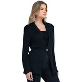 Conjunto Blazer E E Cropped Moda Luxo Duas Peças Social 