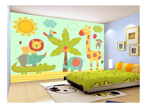 Papel De Parede Infantil Zoo Safari Leão Baby 4m² Azs330