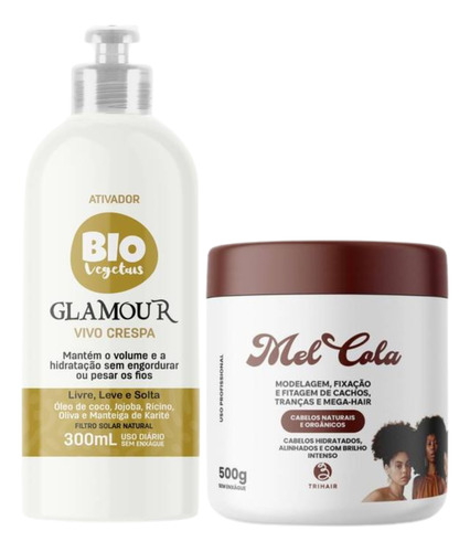 Kit Mel Cola 500g + Ativador Vivo Crespa Bio Glamour 300ml