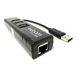 Adaptador Rj45 Ethernet Para Usb + Hub Usb 3 Portas 3.0 Novo