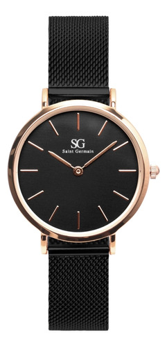 Relógio Saint Germain Houston Rosé Gold 32mm Cor Da Correia Preto Cor Do Fundo Preto