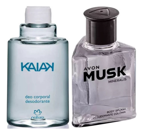 Natura Kaiak Refil 100ml + Avon Musk Colônia 90ml Kit 2 Perfumes Para Homem