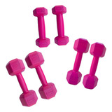 Set Pack Combo Par Mancuernas De 1kg 2kg 3kg Pesas Fitnesas Color Rosa