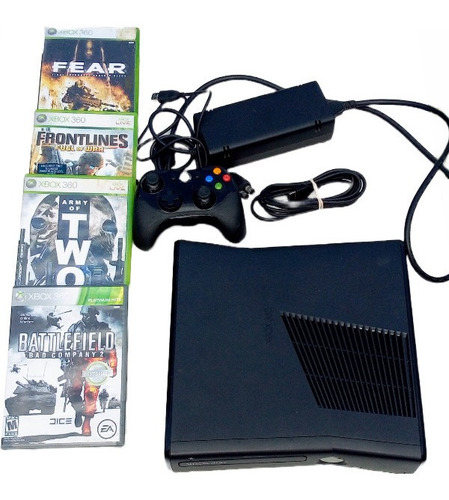 Consola Microsoft Xbox 360 Slim+ Cables+ 4 Juegazos
