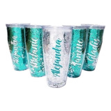 Mayoreo 15 Vasos Glitter Personalizados Con Nombre