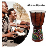 Tambor De Djembe Africano Tallado A Mano, De Madera Maciza,