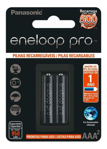 Pilha Recarregavel Panasonic Eneloop Pro Aaa 950mah Bk-4hcce