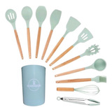 Kit C/12 Peças Utensílios Silicone Cor Verde