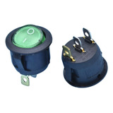 Pack 5 X Interruptor Verde 23mm De Diametro 3pin 2 Posicion