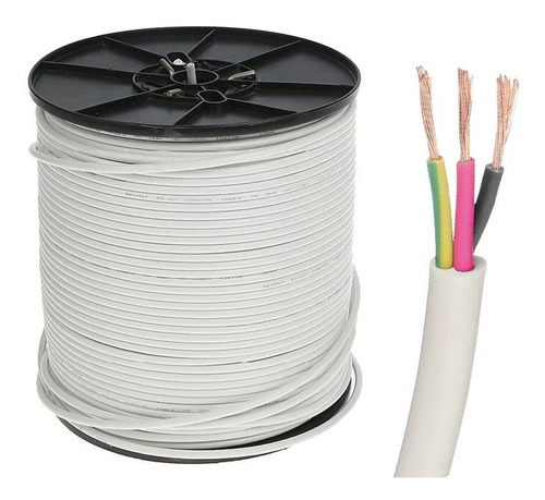 Cable Liso Sin Estrías 3x18 Blanco Con 100m Para Lámparas