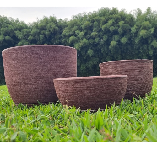 Kit 3 Vasos Grafiato Luxo Plantas Casa Decor Jardim Varanda